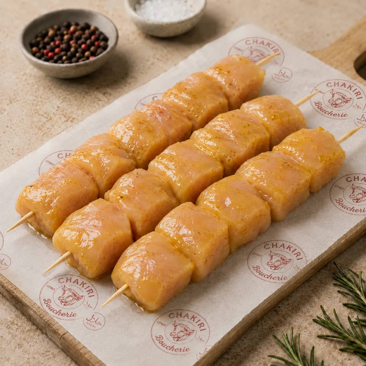 Brochette poulet curry gingembre