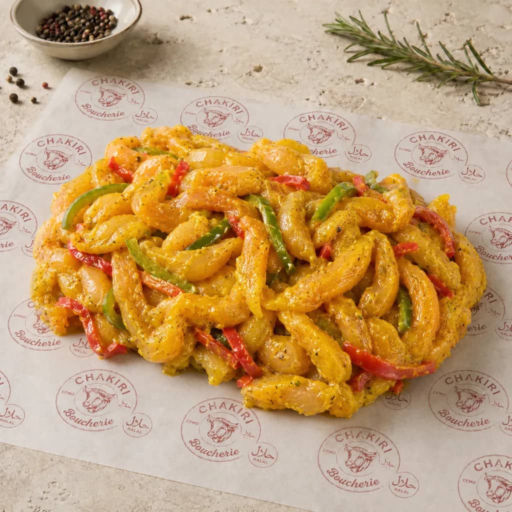 Émincé de poulet mariné curry