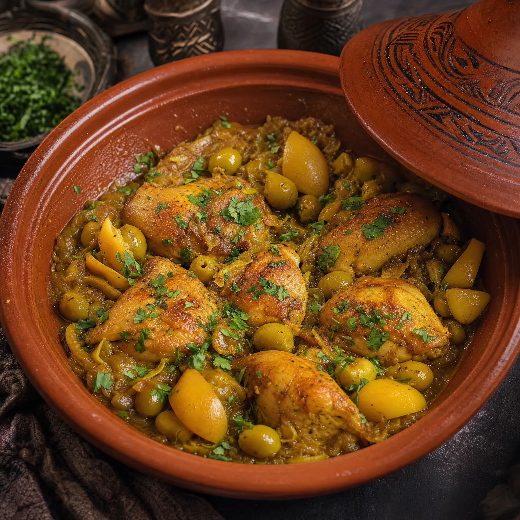 Tajine poulet olives